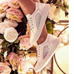 Damesneakers/casual 6010 hvid perlemor kombineret