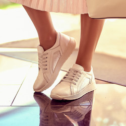 Damesneakers/casual 6010 hvid perlemor kombineret
