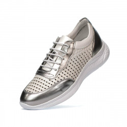 Damesneakers 6024 sølv+hvid