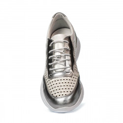 Damesneakers 6024 sølv+hvid