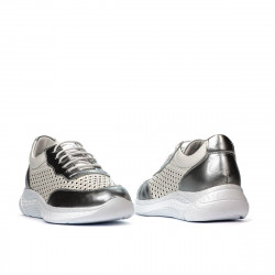 Damesneakers 6024 sølv+hvid
