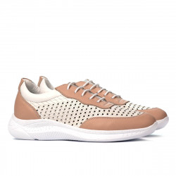 Damesneakers 6024 pudder+hvid