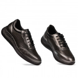 Damesneakers 6024 sølv+sort