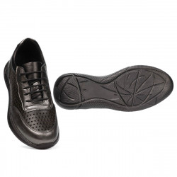 Damesneakers 6024 sølv+sort