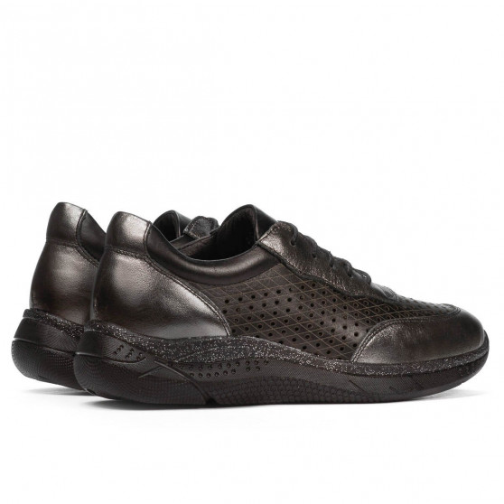 Damesneakers 6024 sølv+sort