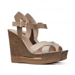 Damesandaler 5078 beige+guld