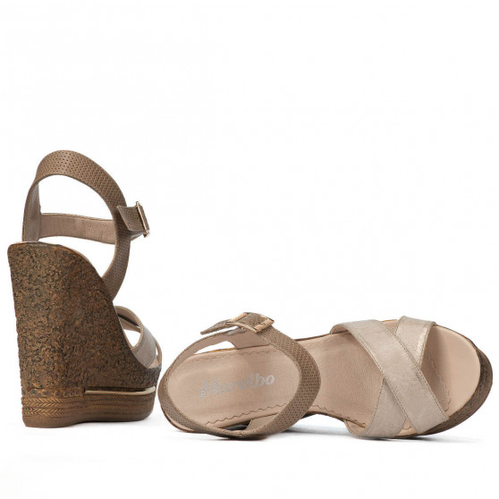 Damesandaler 5078 beige+guld