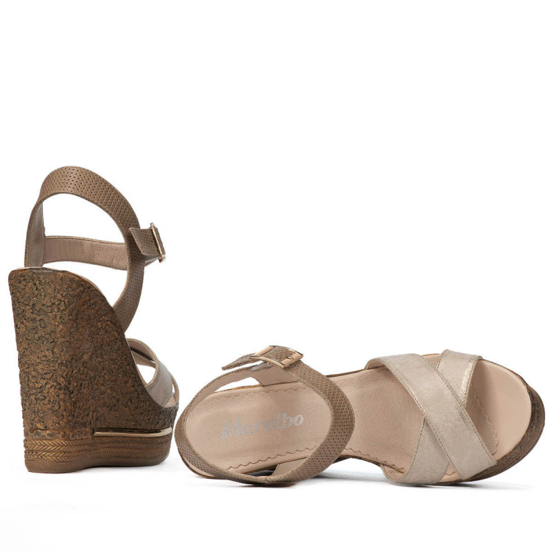 Damesandaler 5078 beige+guld
