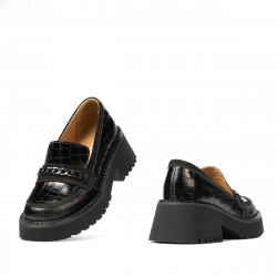 Dame casual sko 6041 sort krokodille kombineret