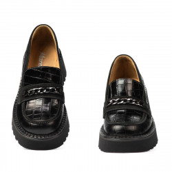 Dame casual sko 6041 sort krokodille kombineret