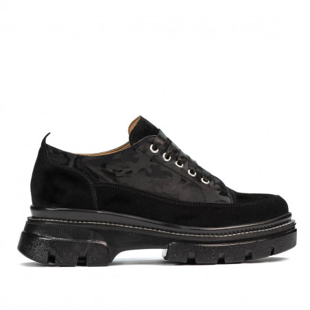 Dame casual sko 6043 sort velour kombineret