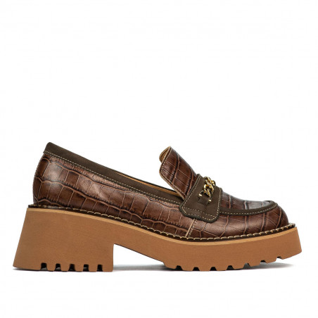 Dame casual sko 6041 croco brun kombineret