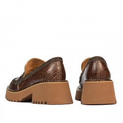 Dame casual sko 6041 croco brun kombineret