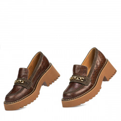 Dame casual sko 6041 croco brun kombineret