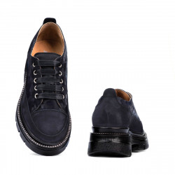 Dame casual sko 6043 indigo ruskind kombineret