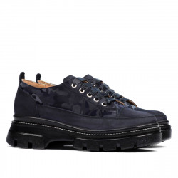 Dame casual sko 6043 indigo ruskind kombineret