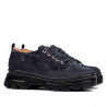 Dame casual sko 6043 indigo ruskind kombineret