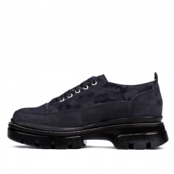 Dame casual sko 6043 indigo ruskind kombineret