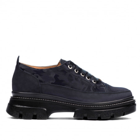 Dame casual sko 6043 indigo ruskind kombineret