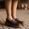 Dame casual sko 6041 croco brun kombineret lifestyle