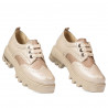 Casual damesko 6047 beige kombineret
