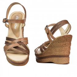 Damesandaler 5086 camel kombineret