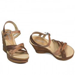 Damesandaler 5086 camel kombineret