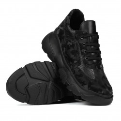 Dame sportssko 6053 sort camouflage kombineret