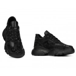 Dame sportssko 6053 sort camouflage kombineret