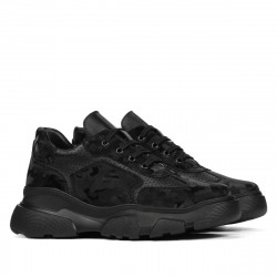 Dame sportssko 6053 sort camouflage kombineret