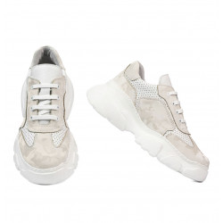 Damesportssko 6053 beige kombineret camouflage