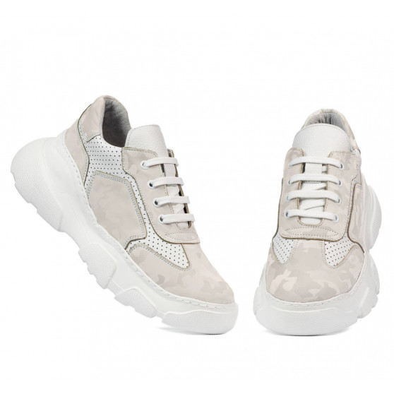 Damesportssko 6053 beige kombineret camouflage