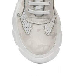 Damesportssko 6053 beige kombineret camouflage
