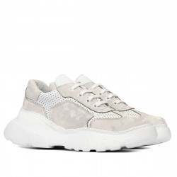 Damesportssko 6053 beige kombineret camouflage