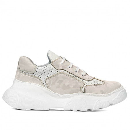 Damesportssko 6053 beige kombineret camouflage