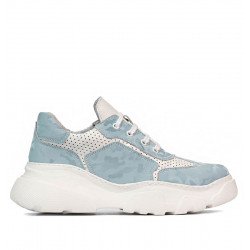 Damesneakers 6053 blå camouflage kombineret
