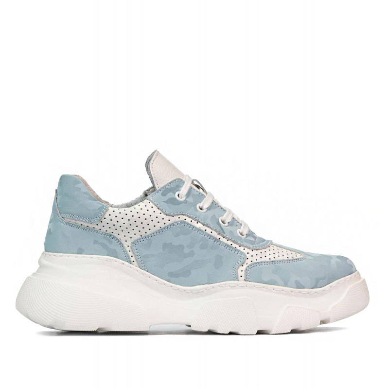 Damesneakers 6053 blå camouflage kombineret