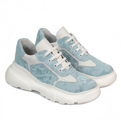 Damesneakers 6053 blå camouflage kombineret