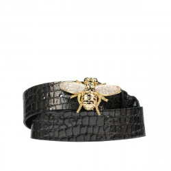 Damebælte 01ld croco lak antracit