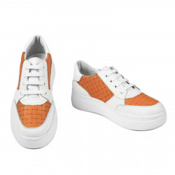 Damesneakers 6059 hvid+orange