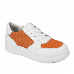 Damesneakers 6059 hvid+orange
