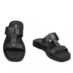 Damesandaler 5091 sort metallisk