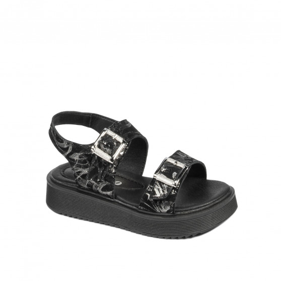 Småbørns sandaler 81c sort+sølv