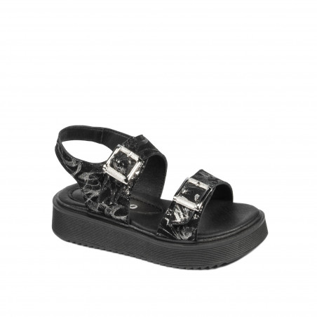 Småbørns sandaler 81c sort+sølv