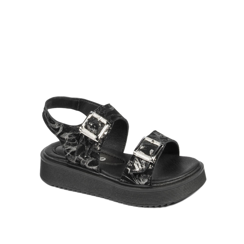 Småbørns sandaler 81c sort+sølv