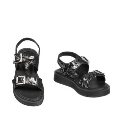 Småbørns sandaler 81c sort+sølv