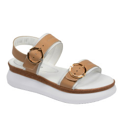 Damesandaler 5106 hvid+brun