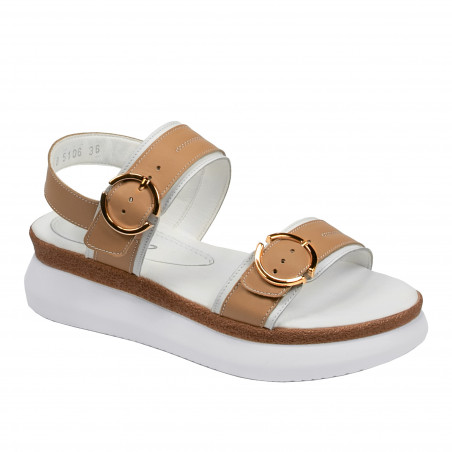 Damesandaler 5106 hvid+brun