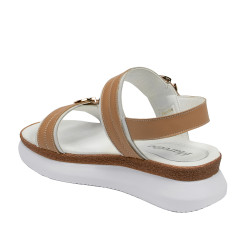 Damesandaler 5106 hvid+brun