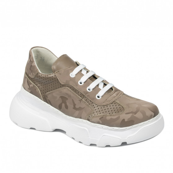 Damesportssko 6053 cappuccino camouflage kombineret